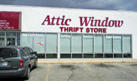 Attic Window Thrift store locations include Muncie, IN; Broadway Blvd.