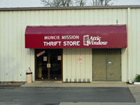 Attic Window Thrift store locations include Muncie, IN; Memorial Dr.